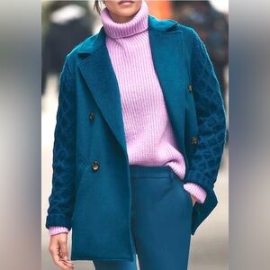 NWT Ann Taylor XSP Sea Storm Blue Petite Mixed Media Cable Coatigan Jacket